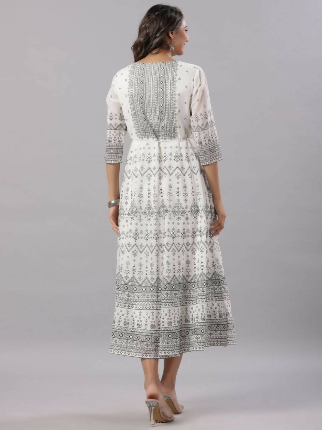 Juniper Women Off-White Georgette Flared Maxi Dress - Distacart