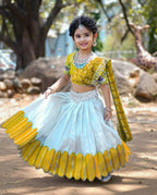 Jyoti Fashion Classy Yellow Heavy Chenille Sequins Embroidered Kids Lehenga Choli Set