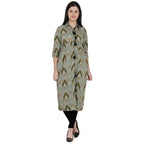 Kanoor Women's Multicolour A line Collar neck kurti
