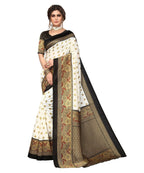 Vamika white & black Printed Art Silk Saree