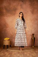 Joban Fashion Black Floral Hand Block Printed Cotton Kurta Pant Set - Distacart