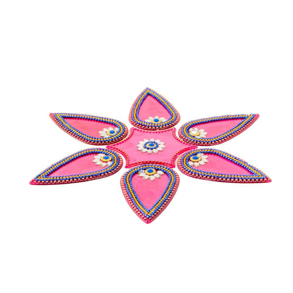 Kundan HandiKrafts Drop Rangoli Pink (Medium) - Distacart