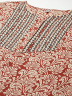Yufta Women Beige Ethnic motifs Printed Kurta with Trouser & With Dupatta