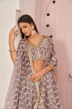 Aastha Fashion Onion Pink Butterfly Net White Cotton Thread Work, Zari Work And Sandwich Sequence Work Embroidery Wedding Wear Lehenga Choli