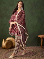 Sangria Digital Printed Anarkali Kurta & Salwar With Dupatta