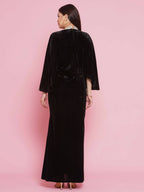 Women Republic Black Velvet Embellished Gown - Distacart
