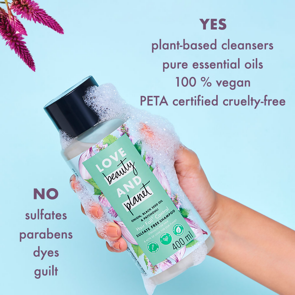 Love Beauty And Planet Onion Blackseed & Patchouli Hair Fall Control Sulfate Free Shampoo & Conditioner
