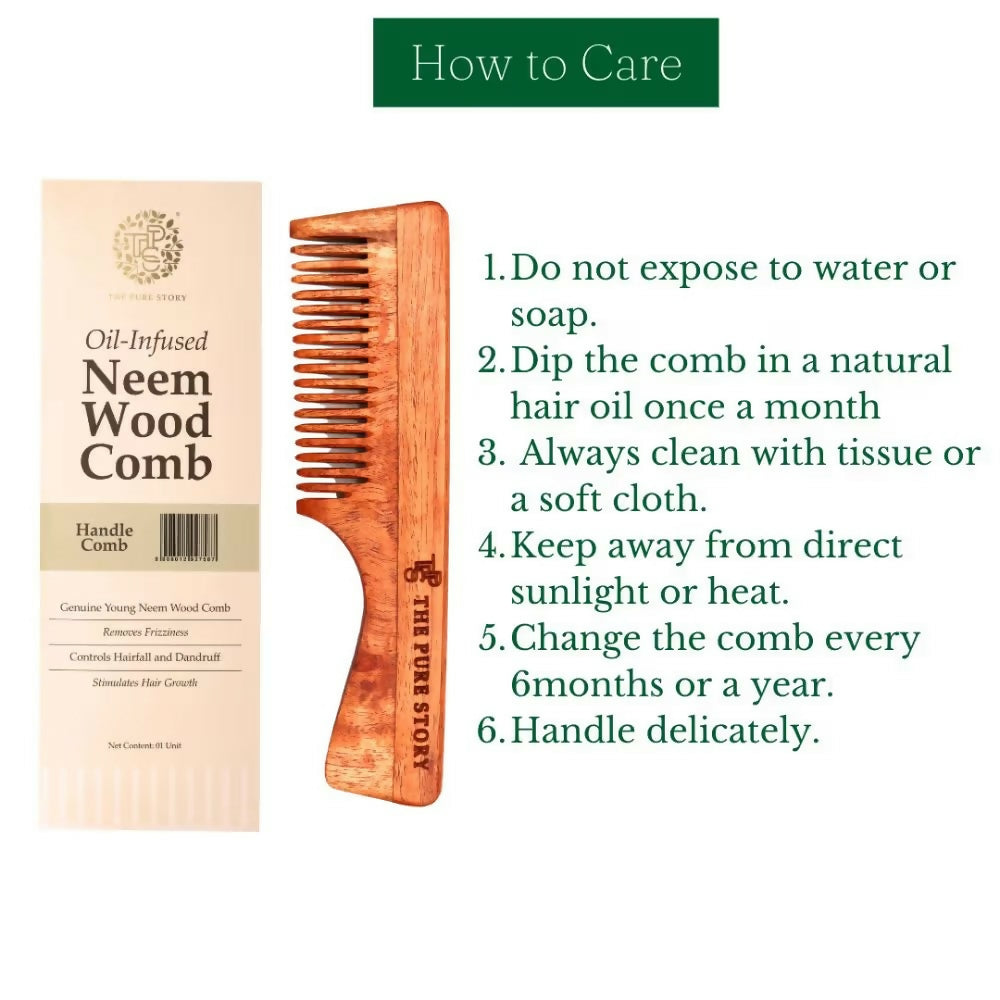 The Pure Story Oil Infused Neem Wood Handle Comb - Distacart