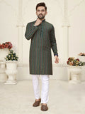 Anaita Green Jacquard Linen Cotton Straight Kurta