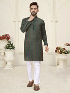 Anaita Green Jacquard Linen Cotton Straight Kurta