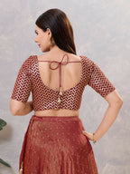 Joban Fashion Women Silk Maroon Stitched Blouse