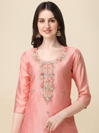 Embroidered Kurta With Pant & Dupatta Set, Multicolor - Hiral Fashion - Distacart