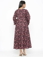 Miravan Women's Maroon Floral Bell Sleeves Anarkali Kurta