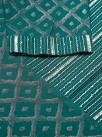 FIORRA Women's Teal Green Crepe Straight Kurta Skirt With Dupatta
