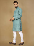 Anaita Sky_Blue Embroidered Rayon Straight Kurta - Distacart