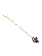Ruby Raang Blue and Green Meenakari Kundan Maang Tikka - Distacart