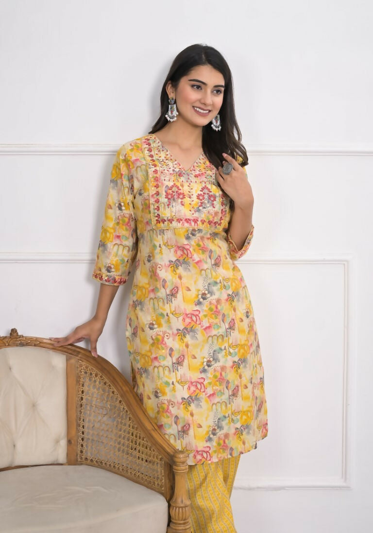 Festive Wear Ethnic Yellow chanderi Stitched Suit - Anbazaar