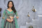 Kesar Fab Green Organza Embroidered Lehenga