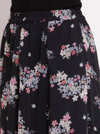 Myshka Women's Multi Georgette Na Na Printed Casual Skirt