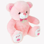 Webby Plush Cute Sitting Teddy Bear Soft Toys With Neck Bow And Foot Print, Pink