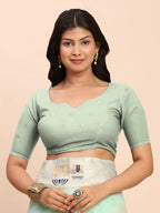 Shree Shyam Fashion Linen Cotton Sea Green Saree - Distacart