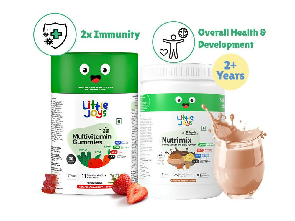 Little Joys Nutrimix Powder Hazelnut Chocolate + Multivitamin Gummies Combo - Distacart