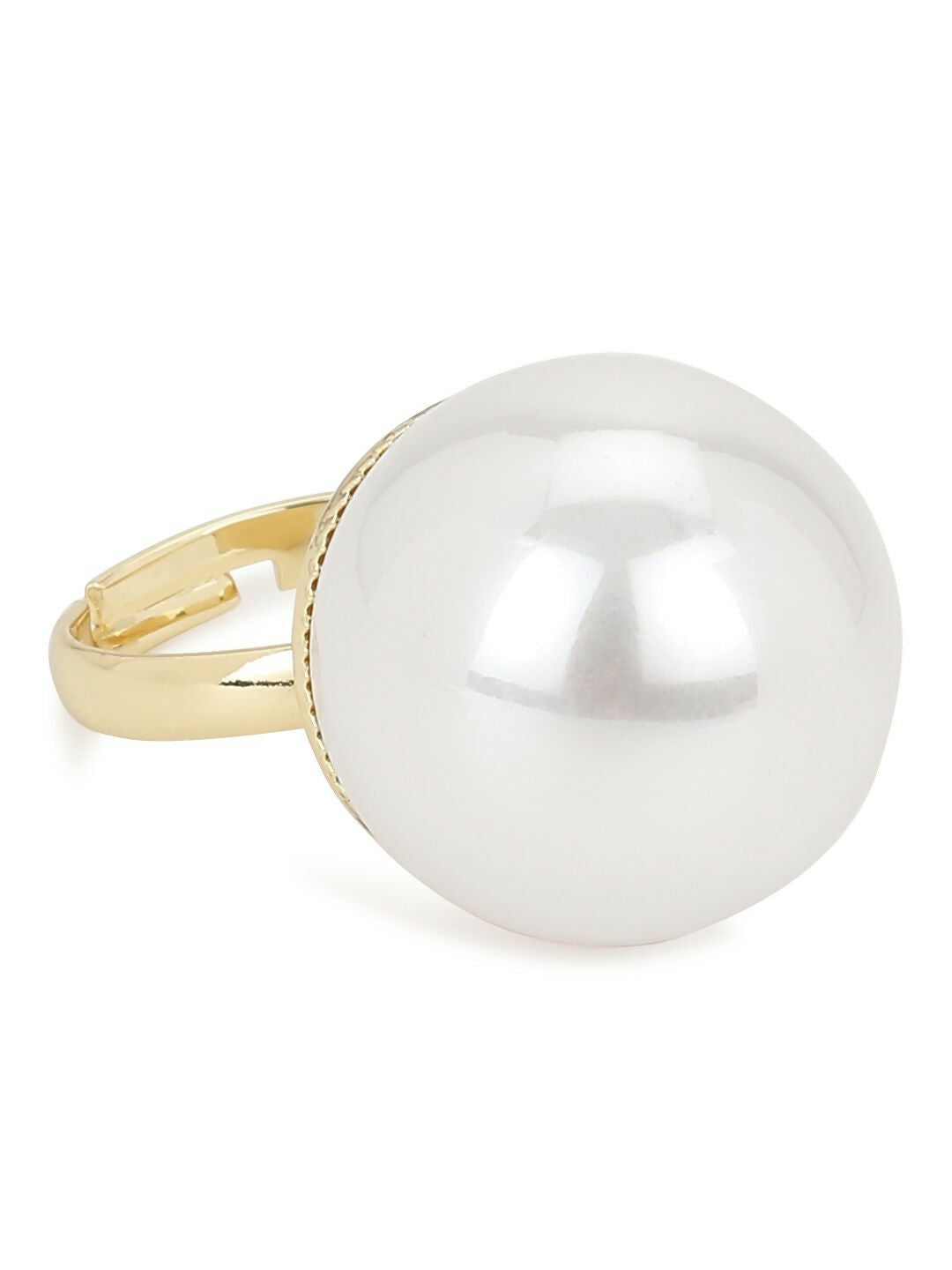 White Pearl Adjustable Ring- Ruby Raang
