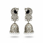 JS Fashion Clustered Pearl Fancy Oxidised Silver Jhumka Earrings for Women & Girls - Distacart