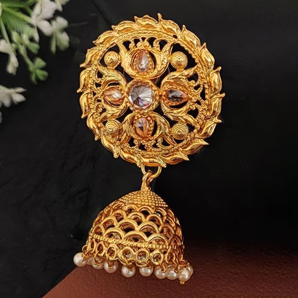 JS Fashion Designer High Gold Polish Jhumka Earrings – Fancy Antique Party Wear Jewelry for Women - Distacart