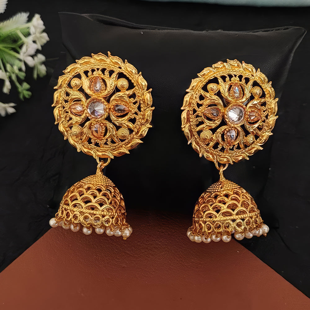 JS Fashion Designer High Gold Polish Jhumka Earrings – Fancy Antique Party Wear Jewelry for Women - Distacart