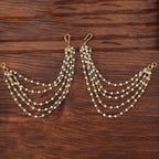 JS Fashion Cluster Pearls High Gold Polish Antique Kaan Chain Earrings for Women - Distacart