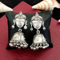 JS Fashion Antique Style Oxidised Silver Polish Jhumka Earrings for Women & Girls - Distacart