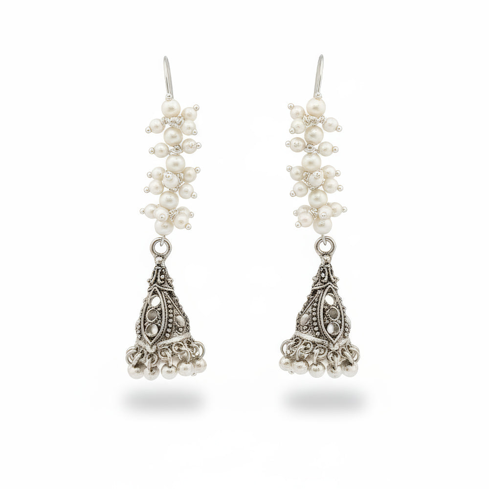JS Fashion Beautiful Designer Oxidized Silver Earrings for Women & Girls - Distacart