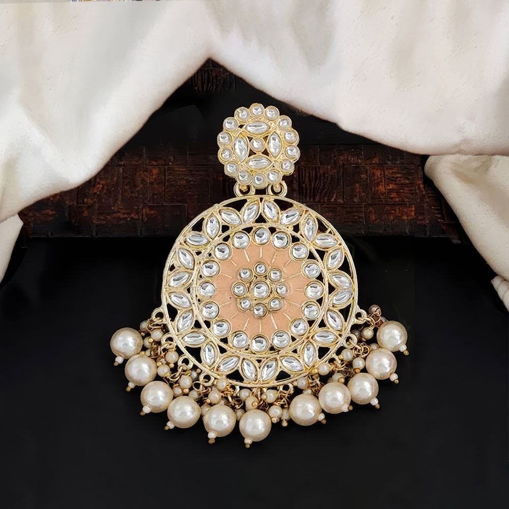JS Fashion Antique High Gold Earrings with Clustered Pearls – Traditional Party Wear Jewelry for Women - Distacart