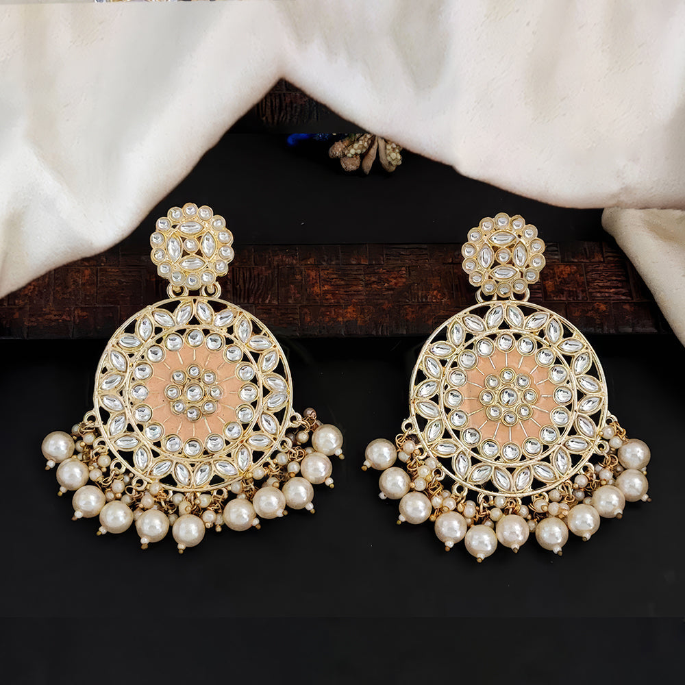JS Fashion Antique High Gold Earrings with Clustered Pearls – Traditional Party Wear Jewelry for Women - Distacart
