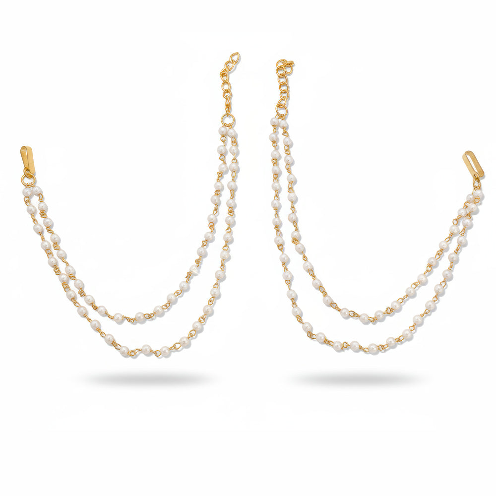 JS Fashion Traditional Double-Line Kaan Chain with Pearls for Women - Distacart