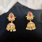 JS Fashion American Diamond Kemp Jhumka Earrings – Full Stone Traditional South Indian Style - Distacart