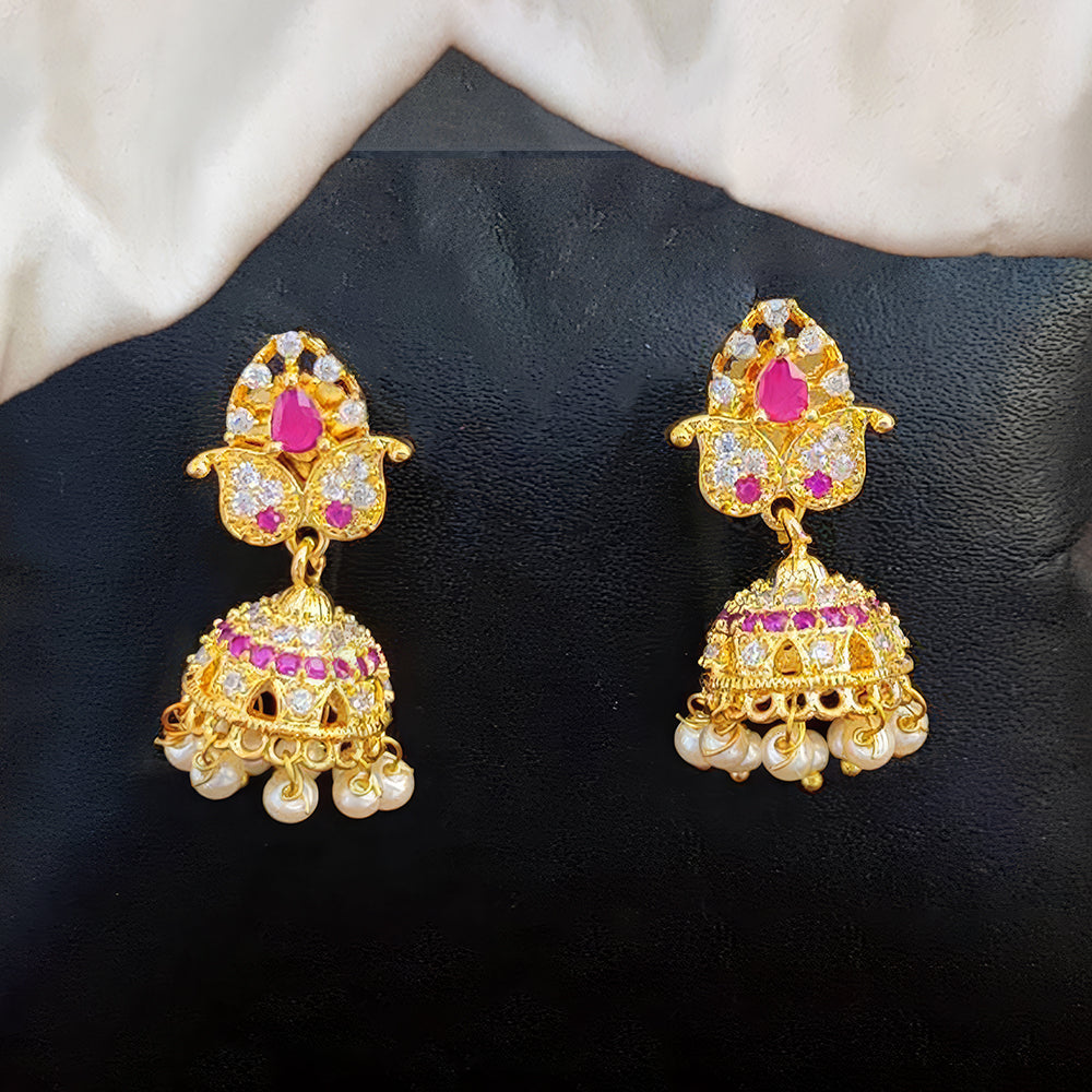 JS Fashion American Diamond Kemp Jhumka Earrings – Full Stone Traditional South Indian Style - Distacart