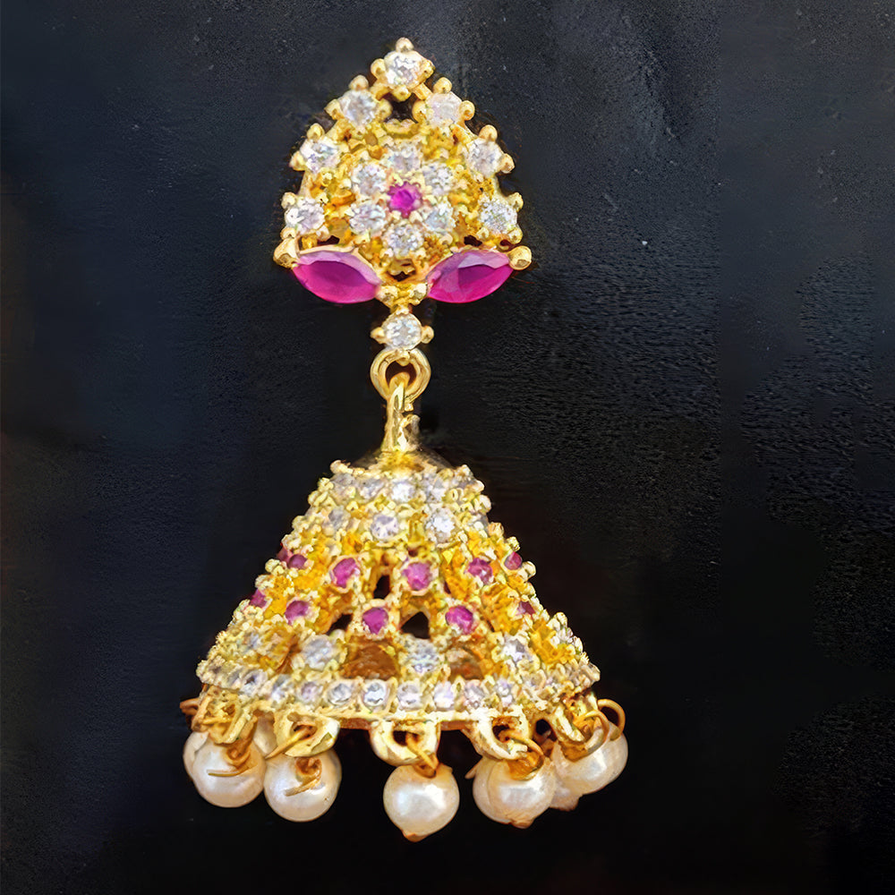 JS Fashion Short Jhumka Earrings with Full American Diamond Stone – Elegant Party Wear Design - Distacart