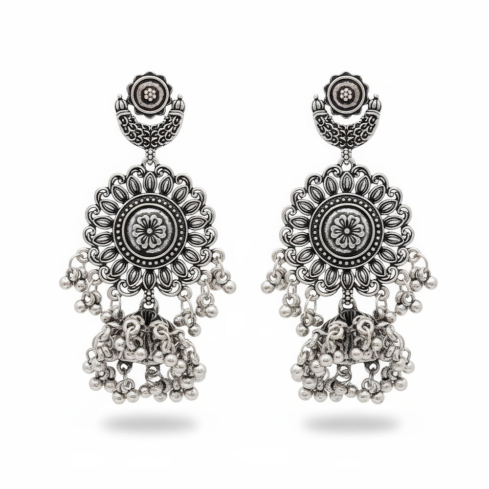 JS Fashion Designer Beautiful Oxidised Silver Earrings for Women & Girls - Distacart
