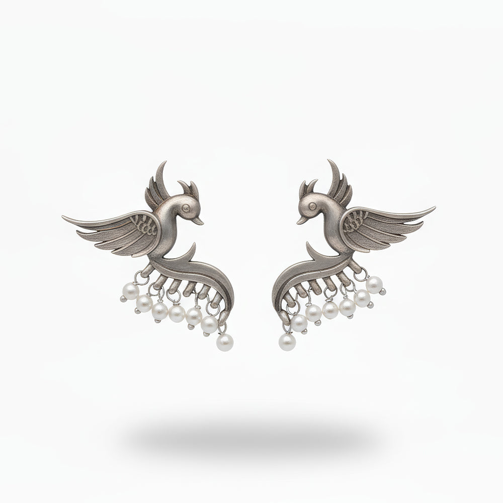 JS Fashion Beautiful Designer Oxidized Silver Earrings for Women - Distacart
