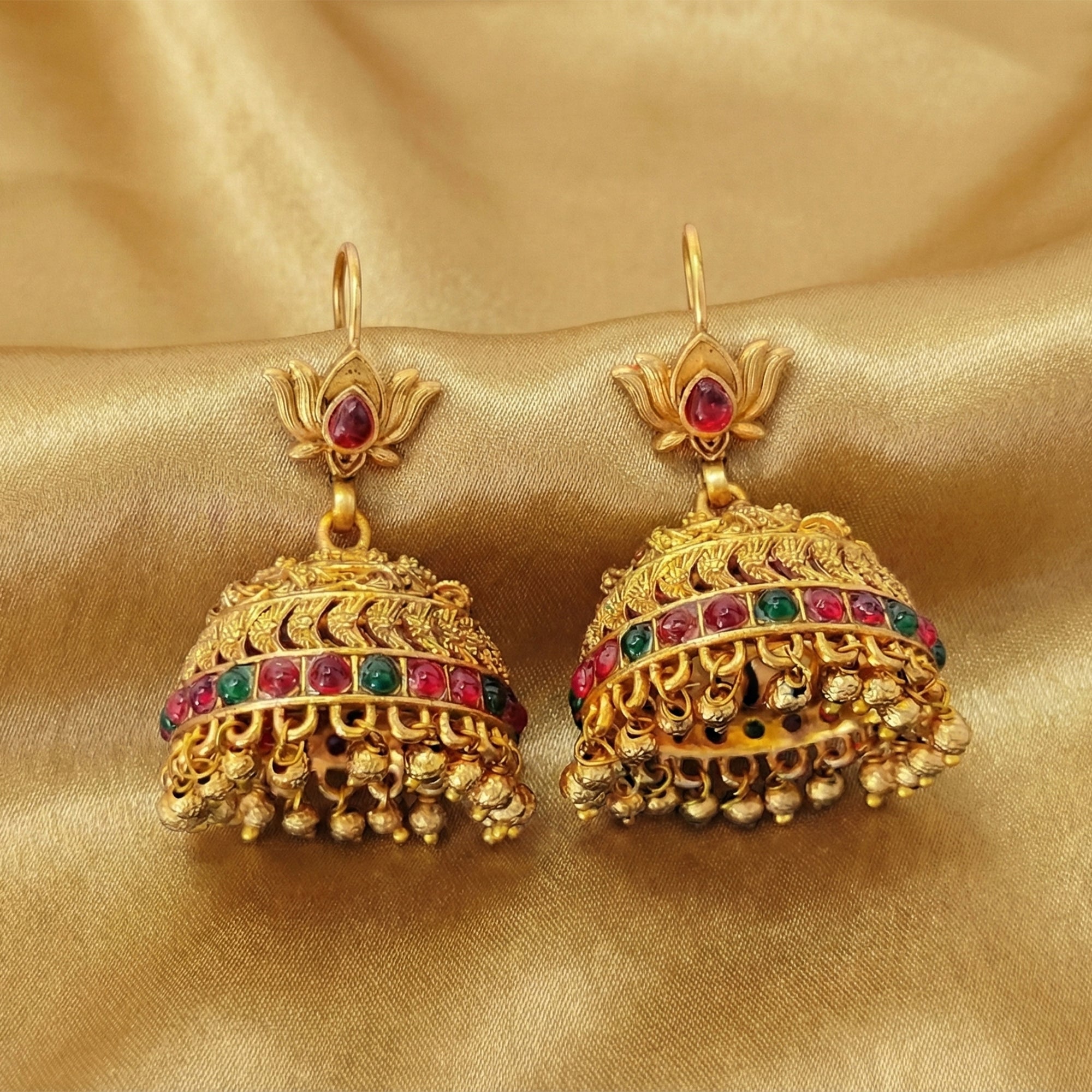 JS Fashion Antique Rajwadi Lotus Top Designer Jhumka Earrings for Women & Girls - Distacart