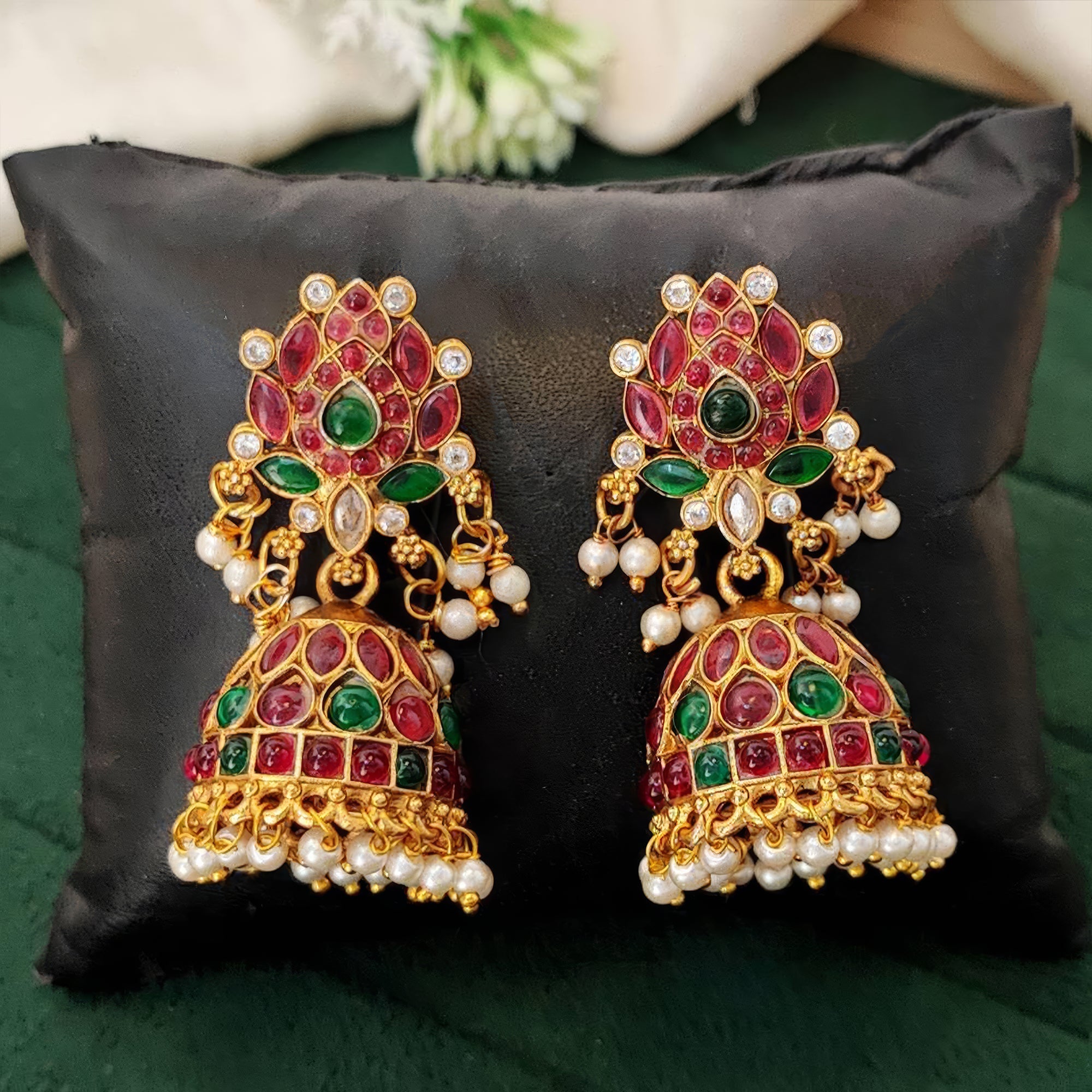 JS Fashion Traditional Rajwadi Lotus Design Jhumka Earrings for Women & Girls - Distacart