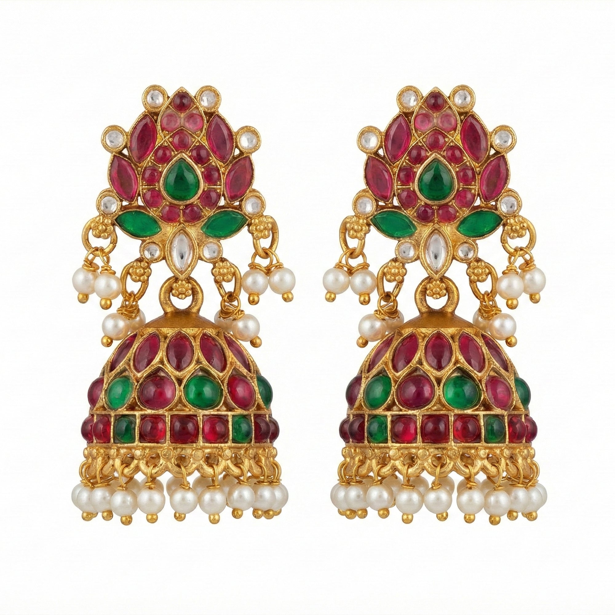 JS Fashion Traditional Rajwadi Lotus Design Jhumka Earrings for Women & Girls - Distacart