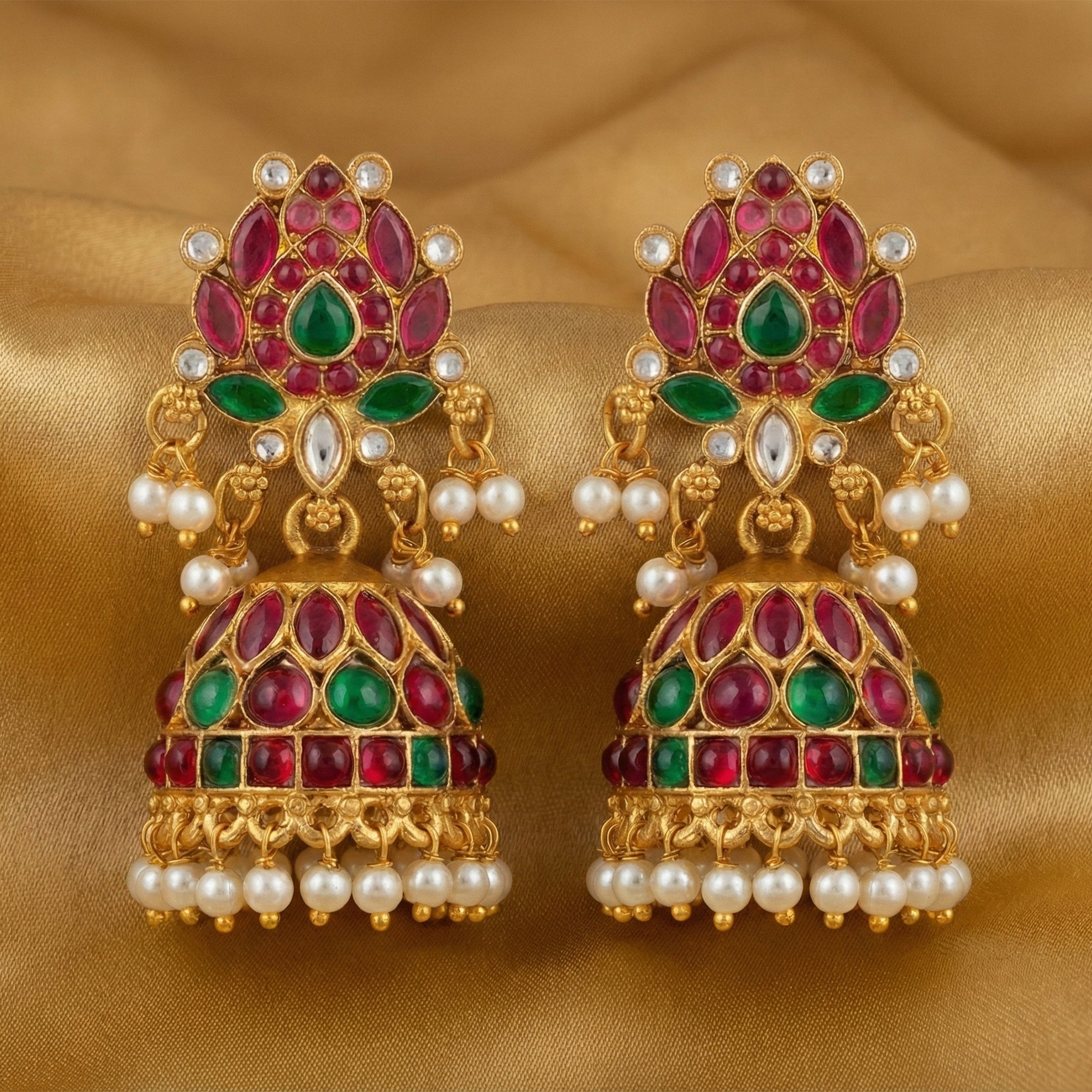 JS Fashion Traditional Rajwadi Lotus Design Jhumka Earrings for Women & Girls - Distacart