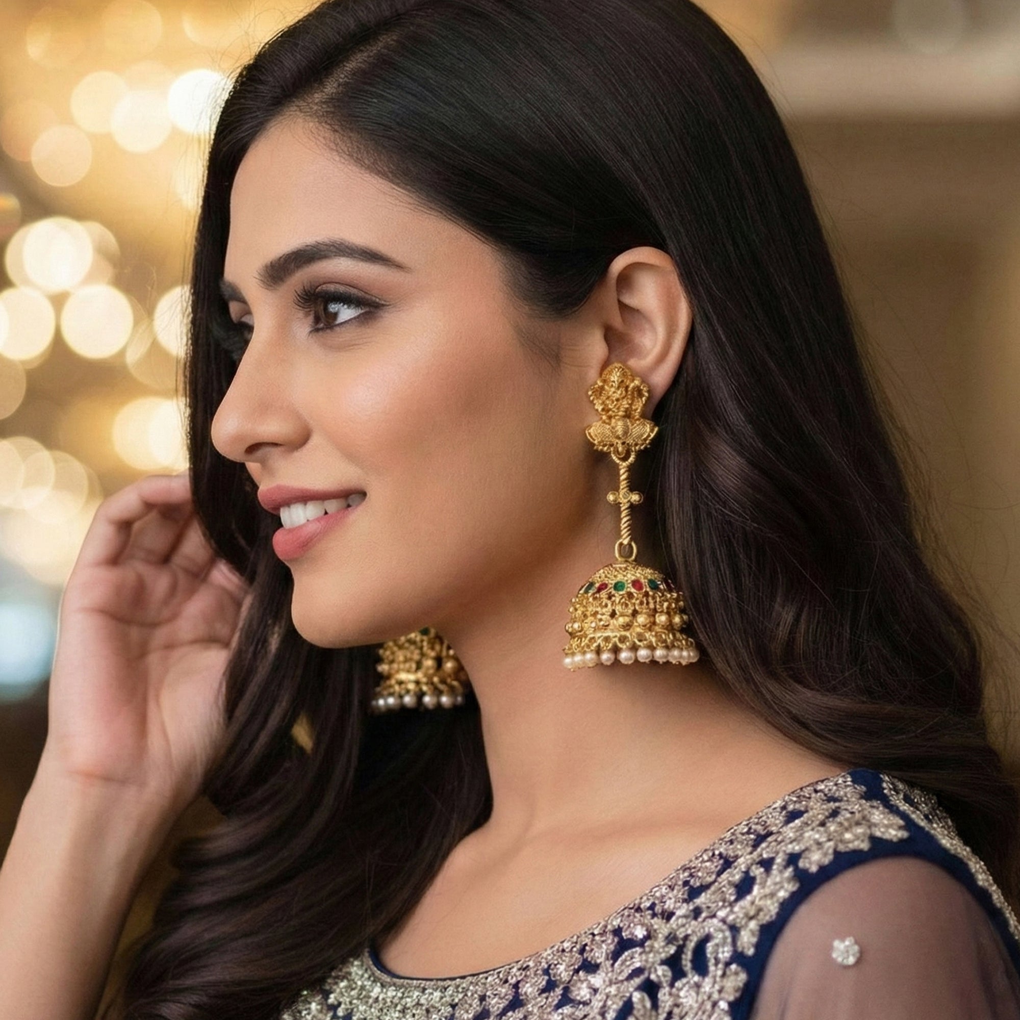 JS Fashion Traditional Rajwadi Gold Temple Jhumkas for Women & Girls - Distacart