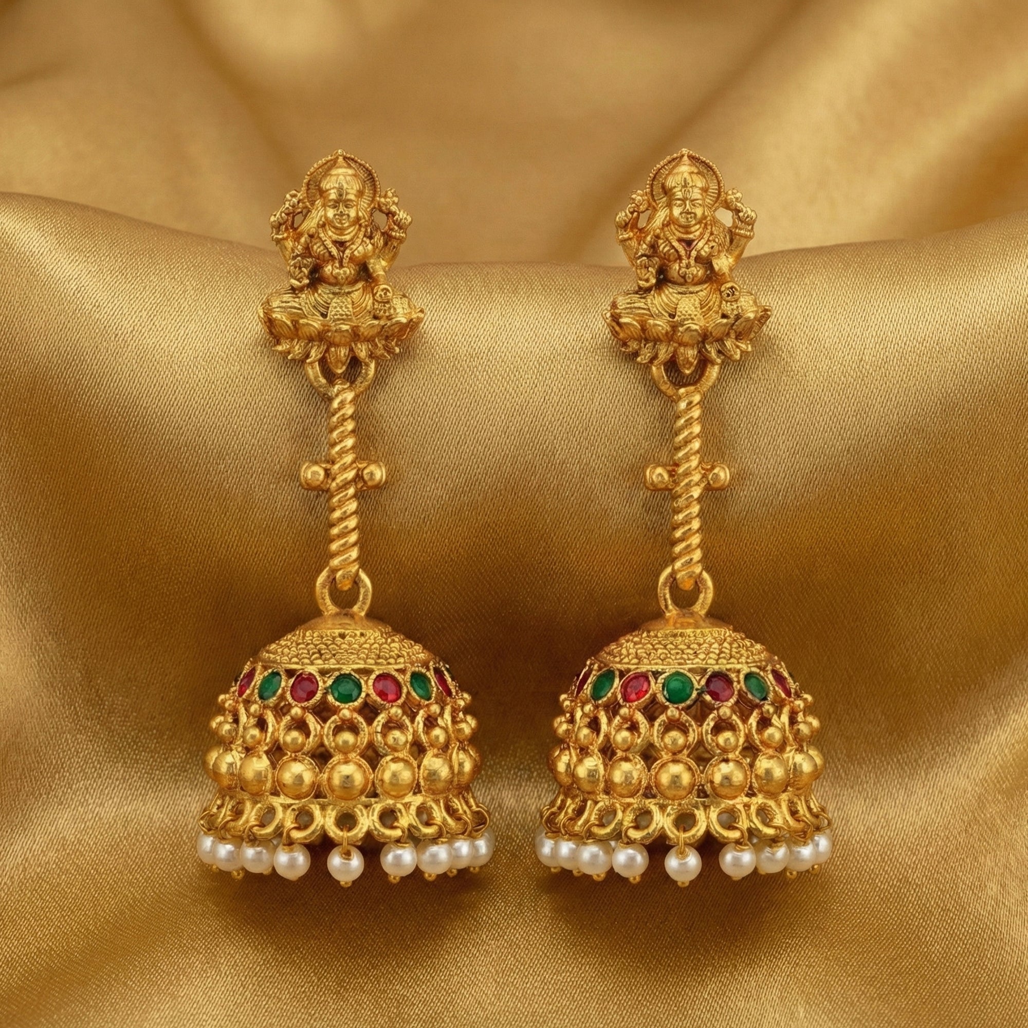 JS Fashion Traditional Rajwadi Gold Temple Jhumkas for Women & Girls - Distacart