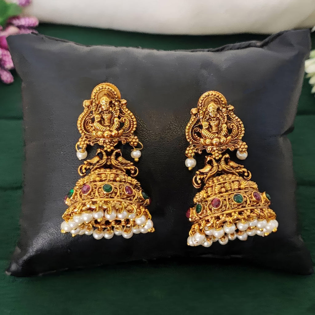 JS Fashion Lakshmi Motif Rajwadi Temple Jhumka Earrings for Women & Girls - Distacart