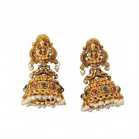 JS Fashion Lakshmi Motif Rajwadi Temple Jhumka Earrings for Women & Girls