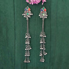 JS Fashion Oxidized Silver Long Multicolor Ghungroo Earrings for Women & Girls - Distacart